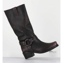 New Garrice Bottes Bikers En Cuir Use Marron Fonce - Gan Vintage Moro