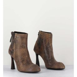 Wholesale Garrice Boots En Cuir Vieilli Marron Talon Haut - M6390 Moro