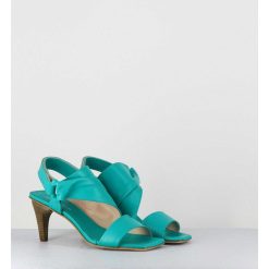 Online Garrice Sandales Asymetriques A Talon En Cuir Turquoise - Cati Shady Smeraldo