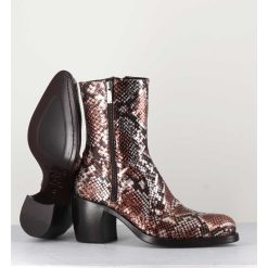 Online Garrice Bottines Esprit Santiags En Cuir Impression Python Brun Metallise - 15616 Luxury