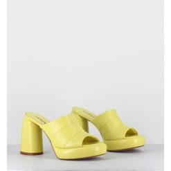 Clearance Garrice Mules A Plateforme En Cuir Jaune - Erika02 Glaze Limone