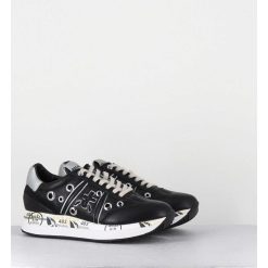 Online Garrice Sneakers Double Semelle Cuir Noir & Rivets - Conny 6553