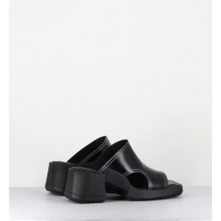 Best Garrice Mules 90S Cuir Noir & Surpiqures Blanches - Tawny Black Mules