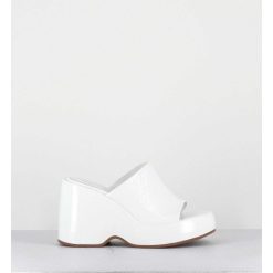 Online Garrice Mules Compensees 90S En Cuir Vernis Blanc - Masa4 Cindy Bianco