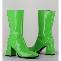 Wholesale Garrice Boots A Talon 70S En Cuir Vernis Vert Pomme - Ya2240 Verde