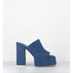 Best Garrice Mules A Plateforme Talon Haut En Jean Bleu - Sue Jeans Blue