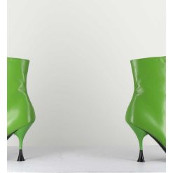 New Garrice Boots En Cuir Vert A Talon Fin - Lidia 095 Green