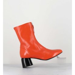 Online Garrice Boots 60S En Cuir Orange & Talon Noir - Caren07 Glaze Nespola