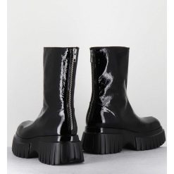 Best Garrice Boots En Cuir Vernis Noir Semelle Epaisse - Melia2 Cindy Nero