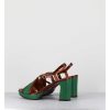 Online Garrice Sandales A Talon En Cuir Vert & Marron - Kat Ford Green