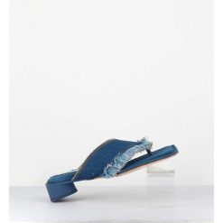 Best Garrice Mules Tong En Jean Petit Talon - Pythia Denim Sandals