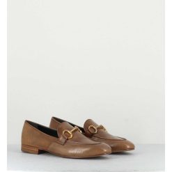 New Garrice Mocassins Plats En Cuir Souple Camel & Mors Dore - N125 Cuoio