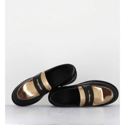 Online Garrice Mocassins En Cuir Glace Noir & Or - Al103 Nero Oro