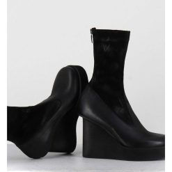 Online Garrice Boots Compensees Cuir Noir & Talon Destructure - 3785 Gas Nero