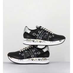 Online Garrice Sneakers Double Semelle Cuir Noir & Rivets - Conny 6553