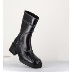 Wholesale Garrice Boots Cuir Noir Surpiqures 90'S - Malene Black Ankle Boots