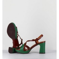 Online Garrice Sandales A Talon En Cuir Vert & Marron - Kat Ford Green