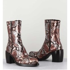 Online Garrice Bottines Esprit Santiags En Cuir Impression Python Brun Metallise - 15616 Luxury