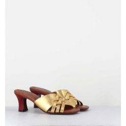 Online Garrice Mules Petit Talon Metallise Bronze & Rouge - Nalma44 Dali Oro