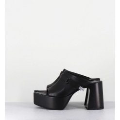 Online Garrice Mules A Plateforme Pointu En Cuir Noir - M6415 Vanity Nero