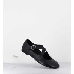 Hot Garrice Ballerines A Brides Croisees En Cuir Souple Noir - Ziami Buffy Nero