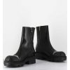 New Garrice Boots En Cuir Noir Double Zip & Bout Cloute - Brando Siena Nero