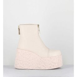 Hot Garrice Boots En Cuir Creme Zip Avant&Arriere - Lava Ice