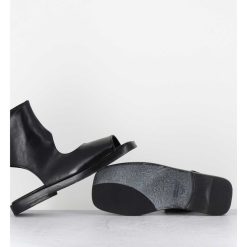 Wholesale Garrice Sandales Plates 'Open-Boots' Destructure En Cuir Noir - Ara Trill Nero