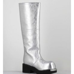 Online Garrice Bottes Biker En Cuir Metallise Argent - S66Ww0075 T9002