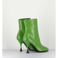 New Garrice Boots En Cuir Vert A Talon Fin - Lidia 095 Green