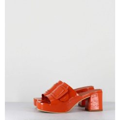 New Garrice Mules A Plateforme Petit Talon Vernis Orange - 11532 Vetro Orange