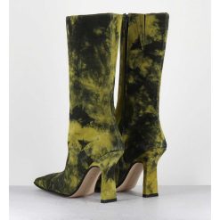 New Garrice Boots Talon Haut & Bout Carre En Cuir Jaune & Noir Acide - Noor Yellow Boots