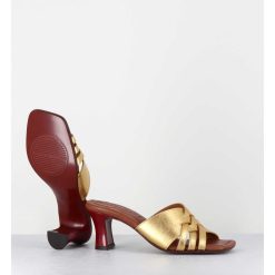 Online Garrice Mules Petit Talon Metallise Bronze & Rouge - Nalma44 Dali Oro