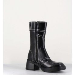 Wholesale Garrice Boots Cuir Noir Surpiqures 90'S - Malene Black Ankle Boots