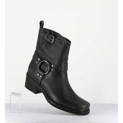 Online Garrice Boots Bikers Courtes En Cuir Noir Use - Ramat Asport Asfalto