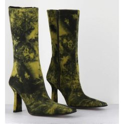 New Garrice Boots Talon Haut & Bout Carre En Cuir Jaune & Noir Acide - Noor Yellow Boots