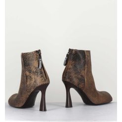 Wholesale Garrice Boots En Cuir Vieilli Marron Talon Haut - M6390 Moro