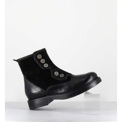 Hot Garrice Bottines Plates A Boutons En Cuir Noir - Laco Carly Nero