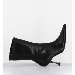 New Garrice Boots Bout Poinntu En Cuir Noir & Talon Plexi - Marcela Black Boots