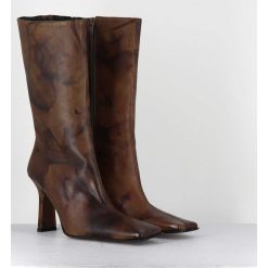 Online Garrice Boots Talon Haut & Bout Carre En Cuir Marron Vieilli - Noor Brown Ankle Boots