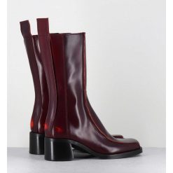 Online Garrice Boots Bout Carre Bordeaux & Surpiqures Orange - Mariela Burgundy Boots