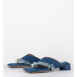 Best Garrice Mules Tong En Jean Petit Talon - Pythia Denim Sandals