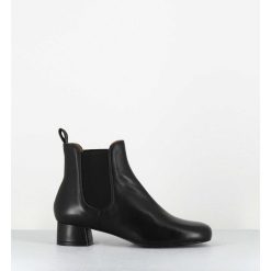 Clearance Garrice Boots En Cuir Souple Noir Petit Talon & Elastiques - Cesaria Black Nappa