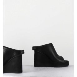 Online Garrice Mules Compensees Destructure En Cuir Noir - 3781 Gas Nero