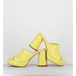 Clearance Garrice Mules A Plateforme En Cuir Jaune - Erika02 Glaze Limone