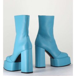 Wholesale Garrice Boots En Cuir Souple Bleu Turquoise - Iara Mok Ash