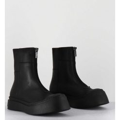 Hot Garrice Boots Semelle Exageree En Cuir Noir A Zip - 4163 Gas Nero