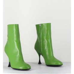 New Garrice Boots En Cuir Vert A Talon Fin - Lidia 095 Green