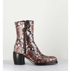 Online Garrice Bottines Esprit Santiags En Cuir Impression Python Brun Metallise - 15616 Luxury