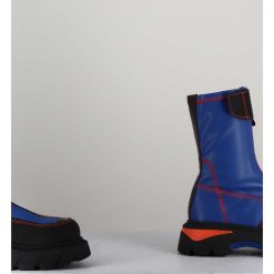 Hot Garrice Boots En Cuir Stretch Bleu Cobalt & Orange - Danica Blue Boots